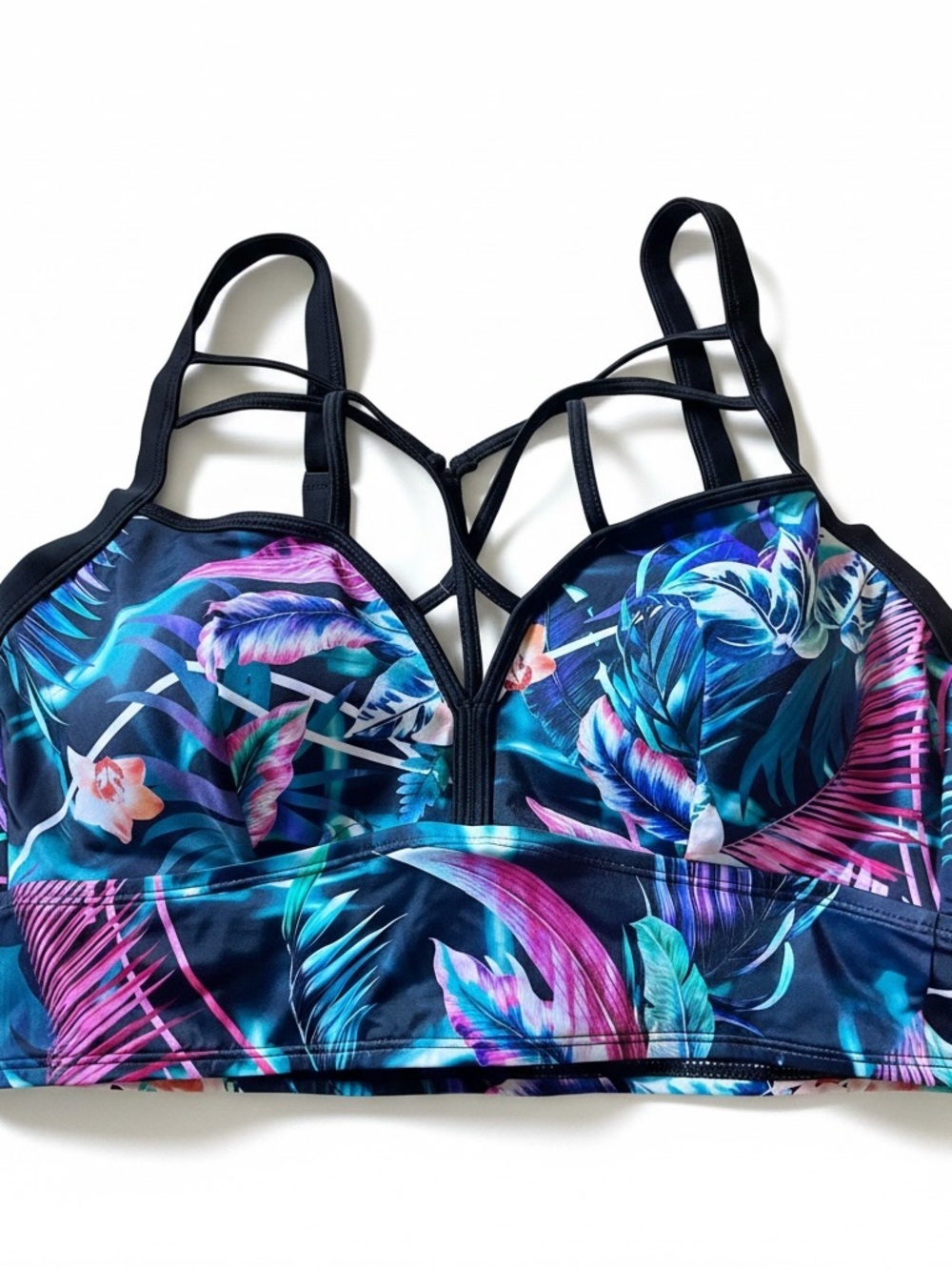 Torrid Navy/Fuscia Multi Strappy Tropical Bikini Top
